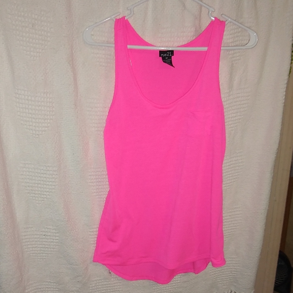 Rue21 Neon Pink Women's Racer Ack Tank Top